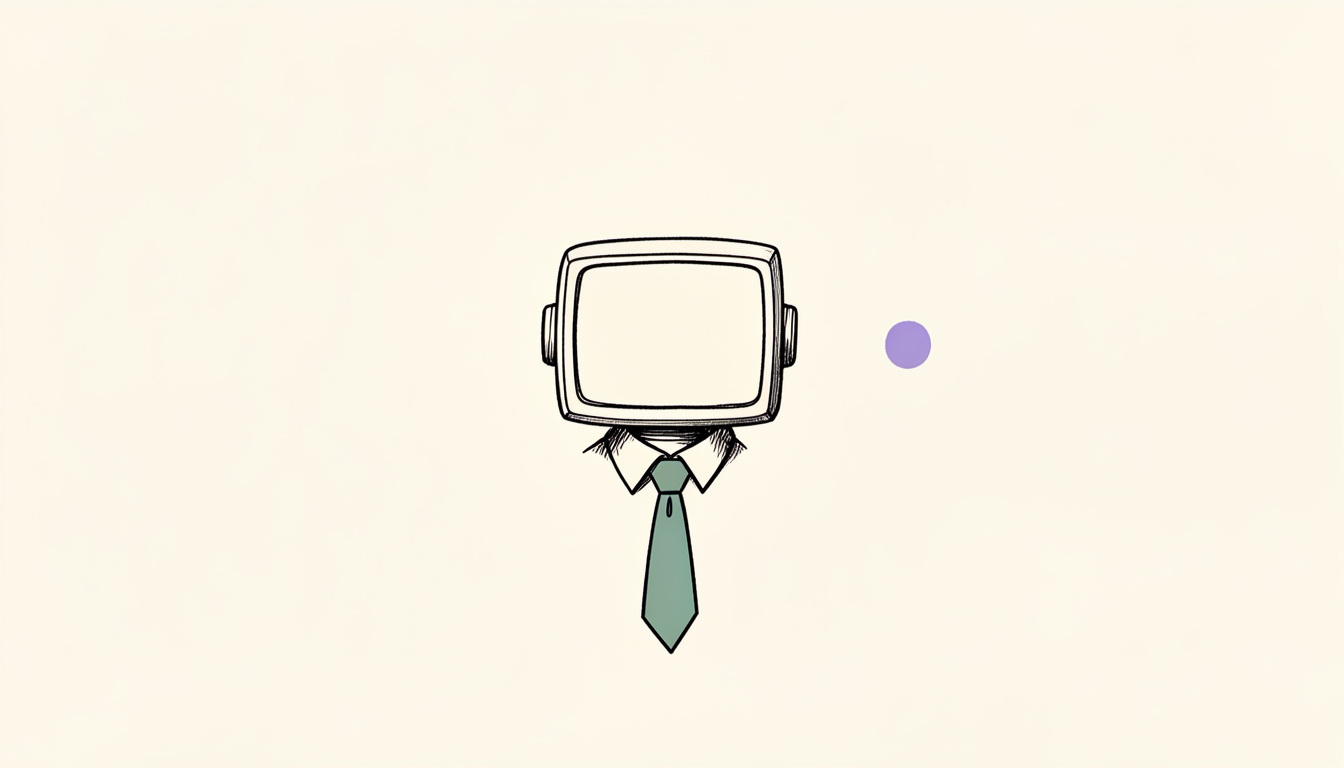 Illustration: a screen-headed figure wearing a tie